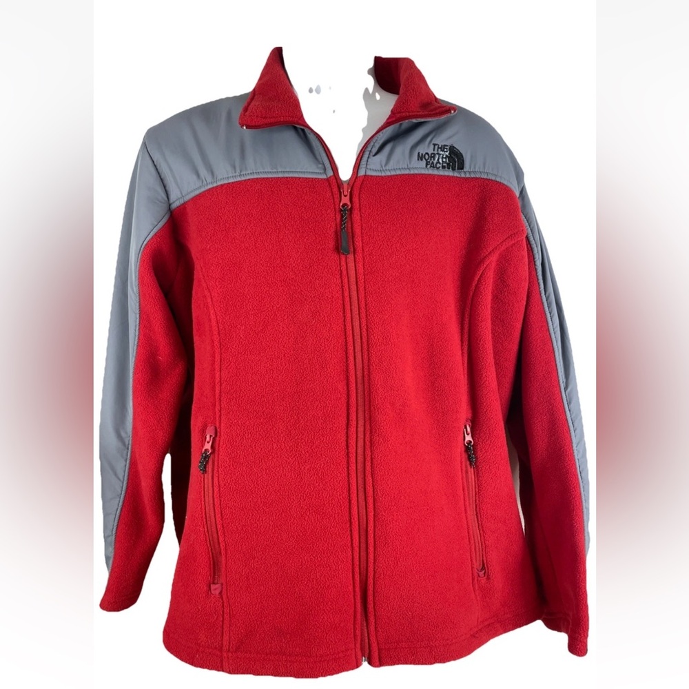 Vtg The North Face 800 Denali Jacket Polartec Fleece Red Gray Coat Mens XXL